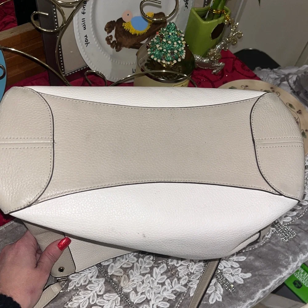 Kate Spade Leila Colorblock Cream and Tan Shoulder Bag Tote 3 Compartment Purse